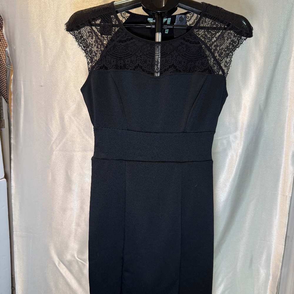 Slim Fabulous Black Lace Sheath Dress S